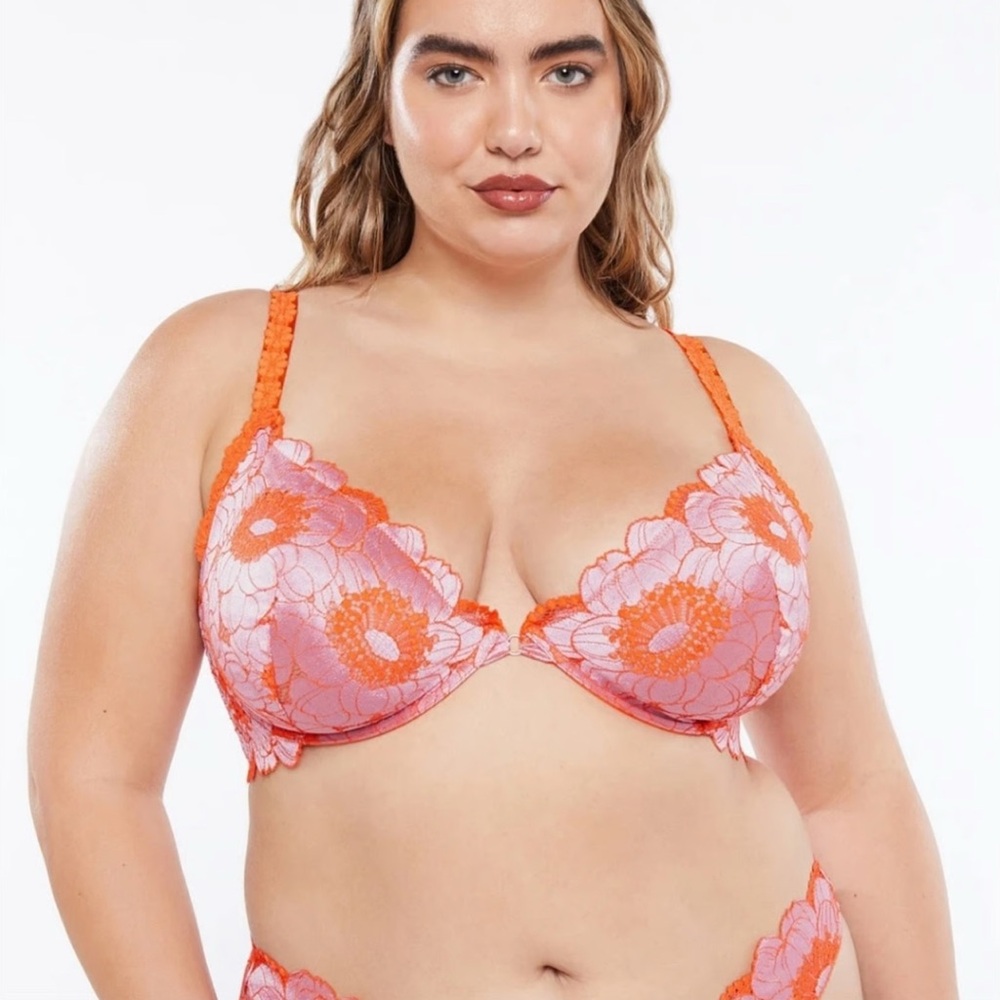 Savage X Fenty Pink and Orange Floral Underwire Bra